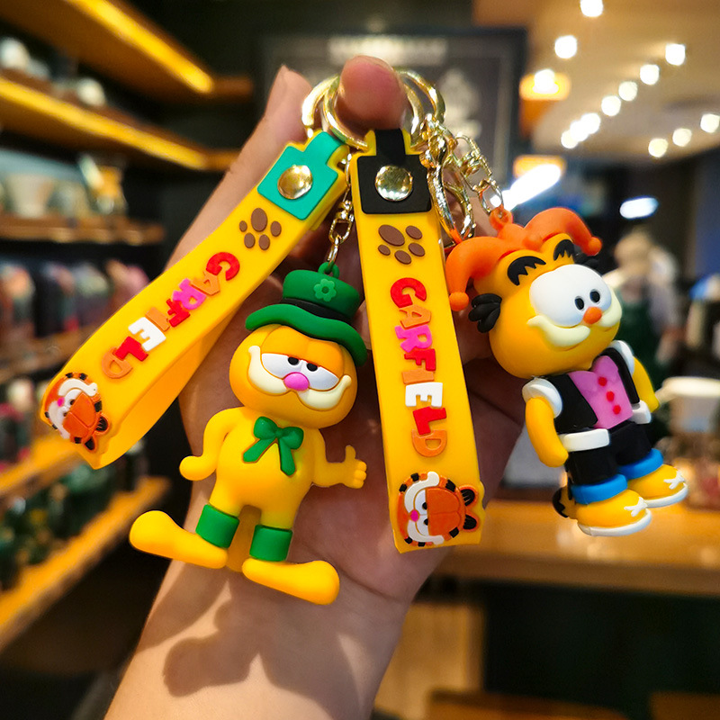 Car Accessories Wholesale - Yaratıcı Garfield Anahtarlık Karikatür Araba Figürü